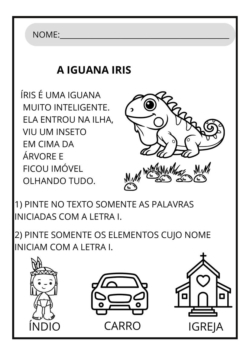 Atividades letra I para imprimir