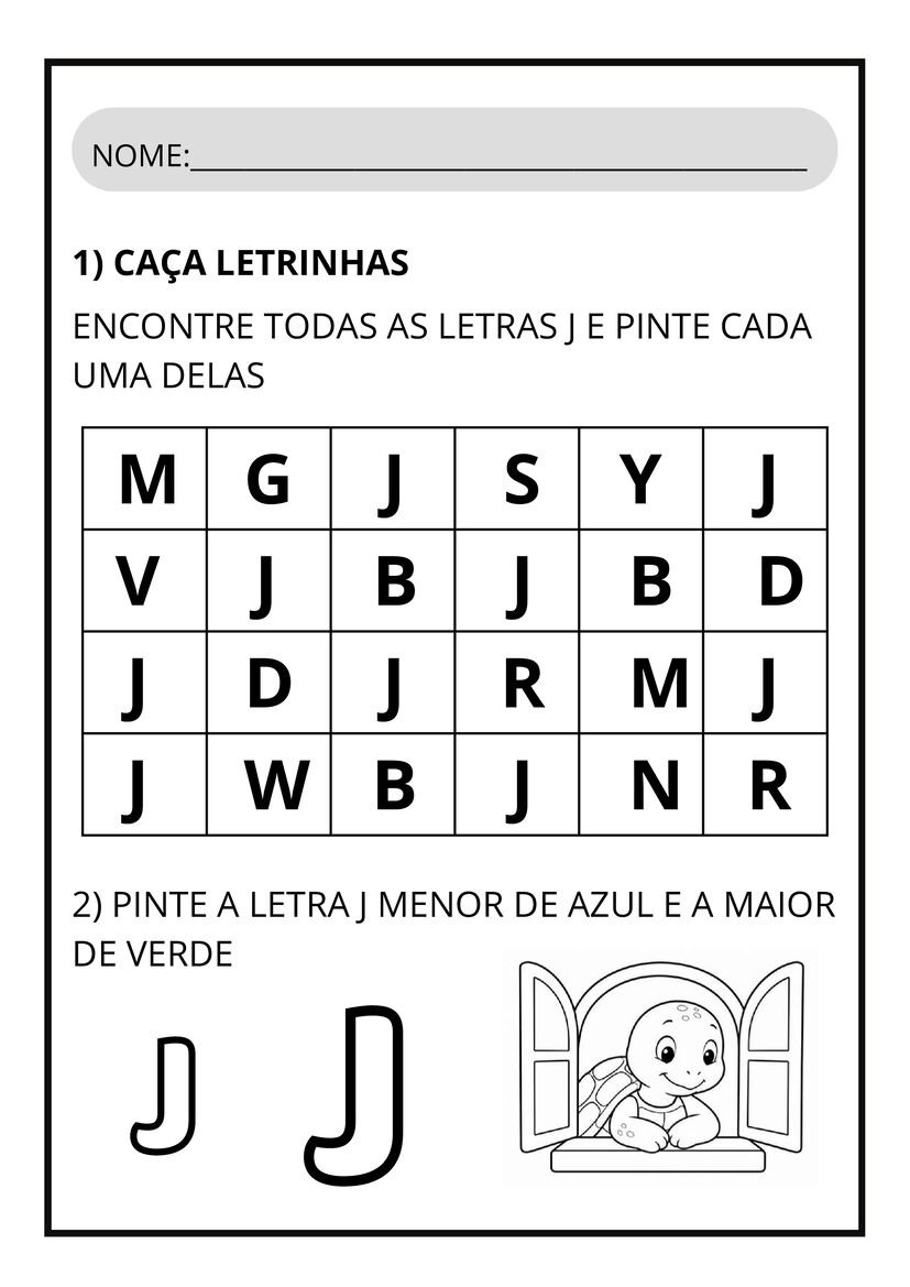 Atividades letra J para imprimir
