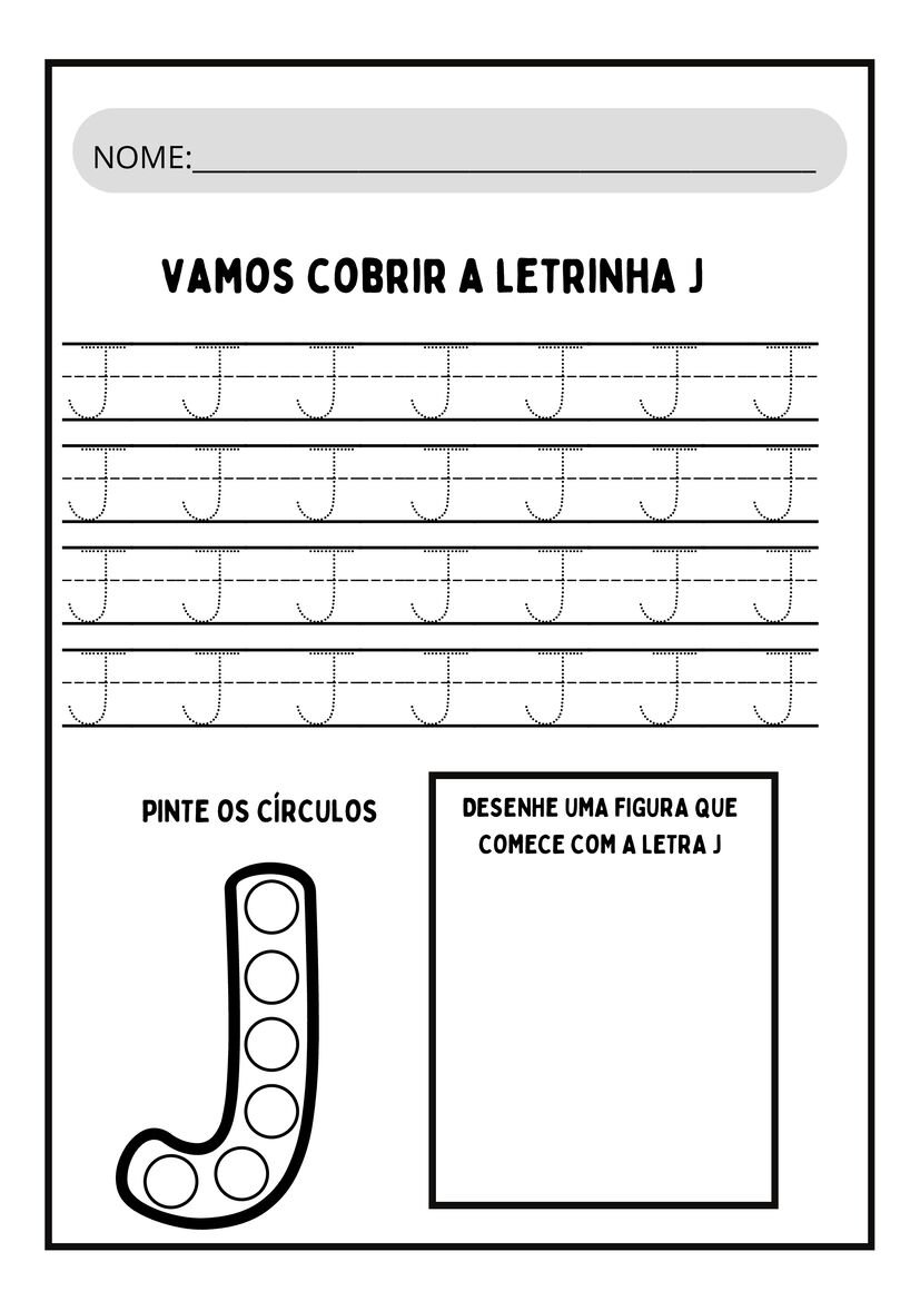 Atividades letra J para imprimir