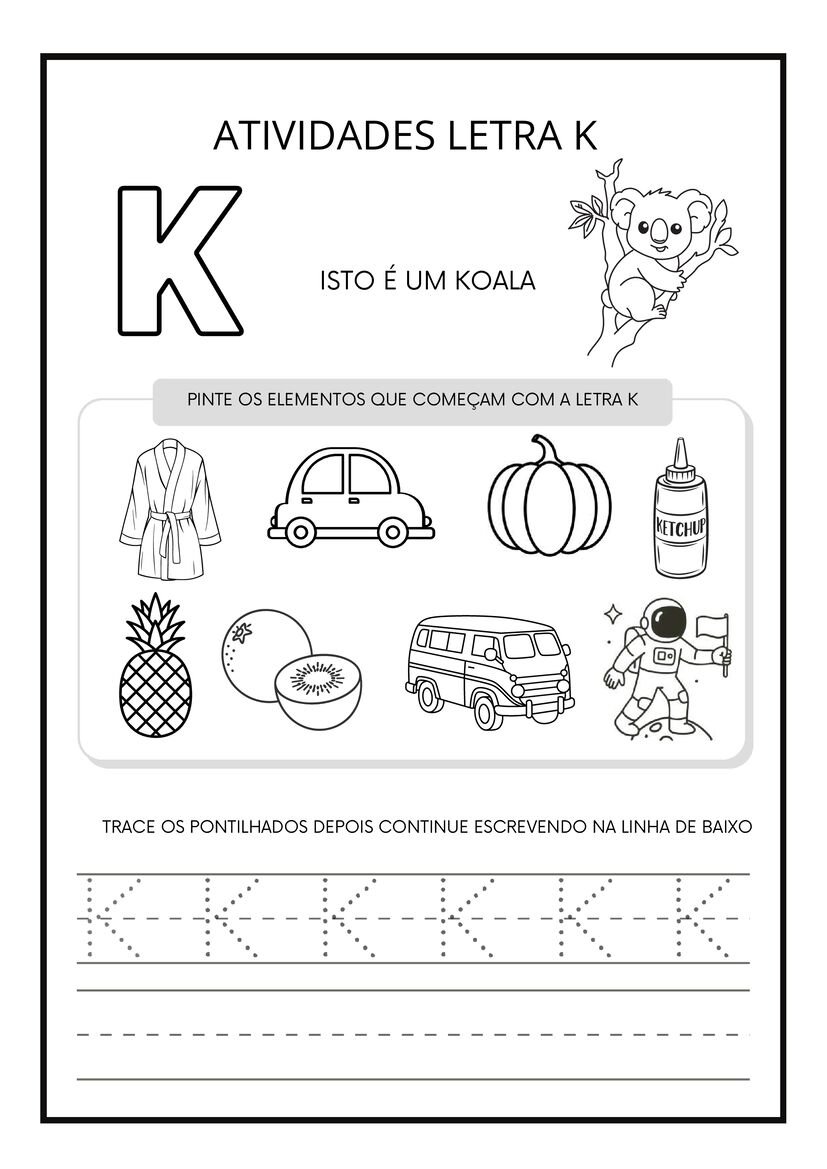 Atividades letra K para imprimir