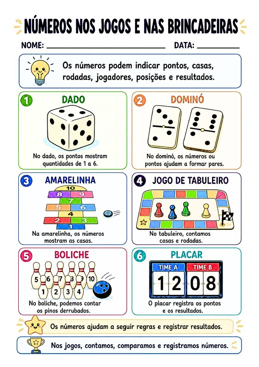 Fichinhas de conceitos matematicos 1º ano para imprimir