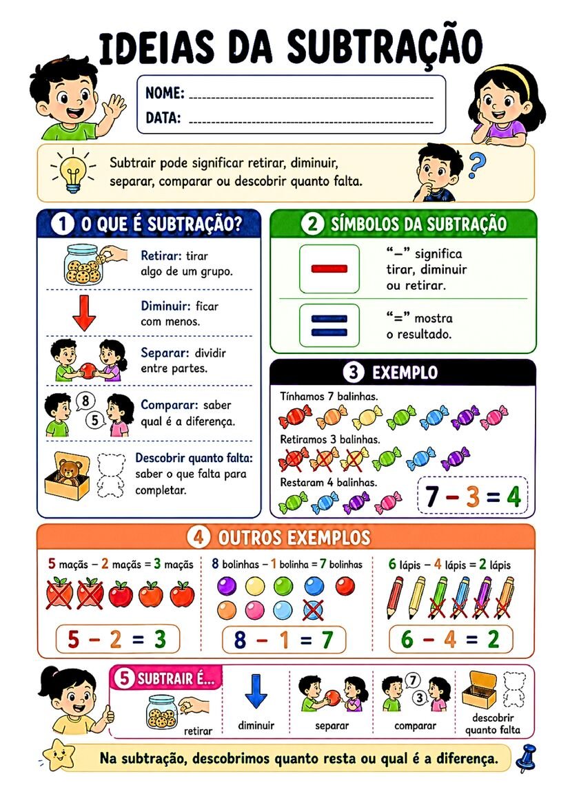 Fichinhas de conceitos matematicos 1º ano para imprimir