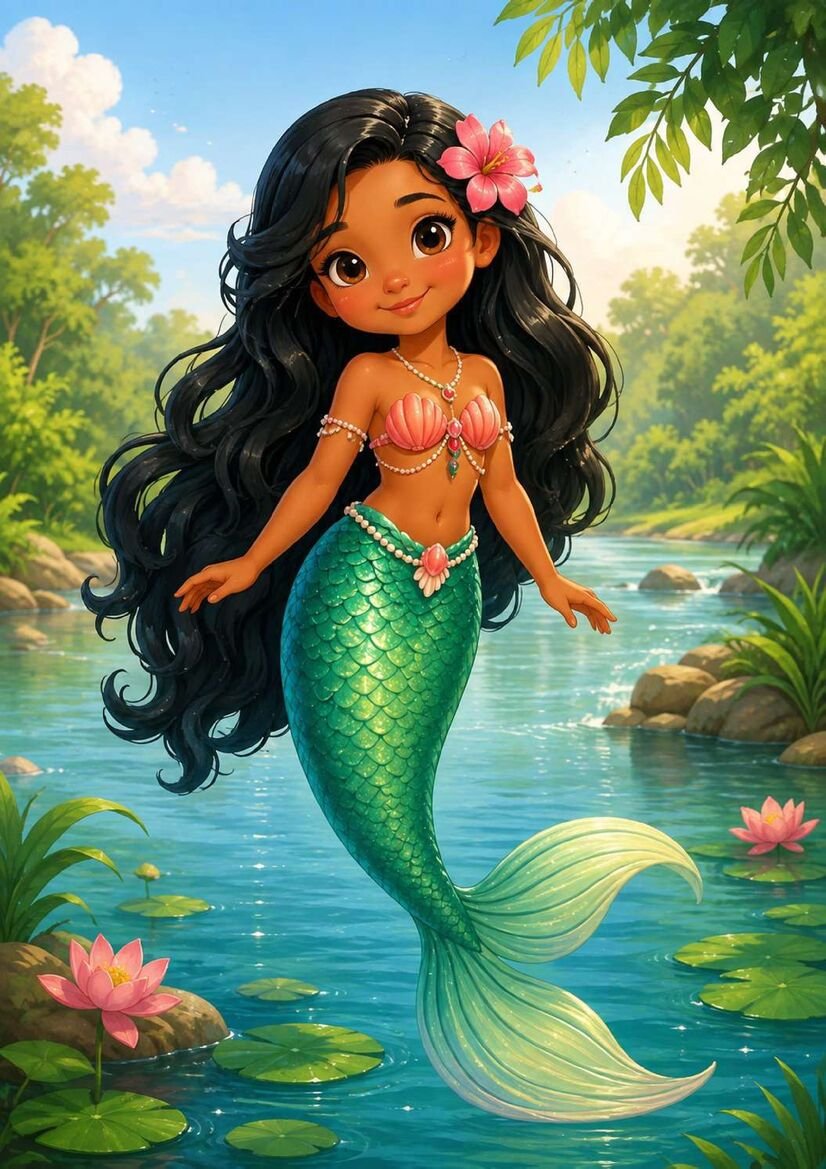 Iara personagem do folclore brasileiro para imprimir