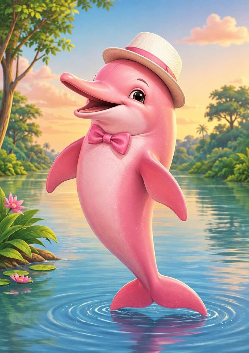 Boto-cor-de-rosa personagem do folclore brasileiro para imprimir