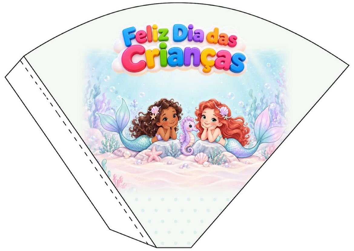 Molde 20 de cone de papel decorado para o Dia das Crianças