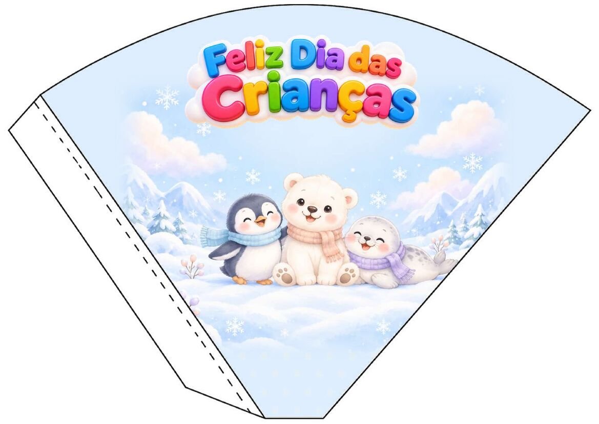 Molde 24 de cone de papel decorado para o Dia das Crianças